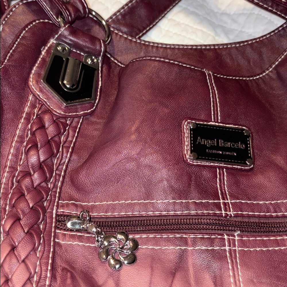 Angel Barcelo Burgundy Hobo Shoulder Bag - Picture 14 of 14